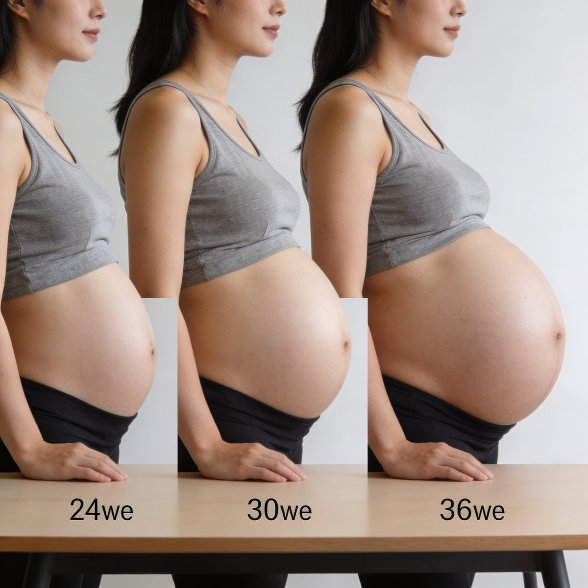 Kalender som visar de optimala veckorna för gravidfotografering mellan vecka 28 och 34